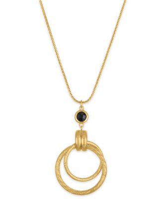 Garnet (1-1/5 ct. t.w.) Diamond Cut Interlock Circle Necklace in 14k Gold Over Sterling Silver (Also available in Onyx)