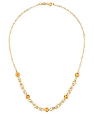 Amethyst (4 ct. t.w.) Station Diamond Cut Circle Necklace in 14k Gold Over Sterling Silver (Also Available in Citrine and Onyx)