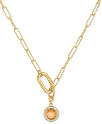 Amethyst (2 ct. t.w.) and White Topaz (1/5 ct. t.w.) Carabiner Paperclip Link Necklace in 14k Gold Over Sterling Silver