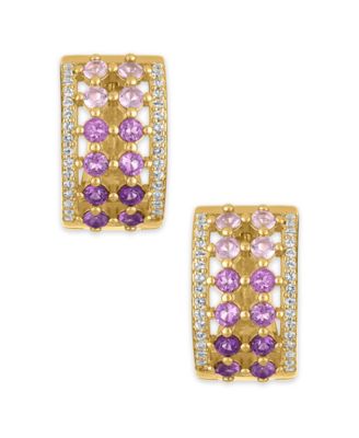 Multi-Gemstone (2 ct. t.w.) Huggie Hoop Earrings in 14k Gold Over Sterling Silver (Also Available in Amethyst)