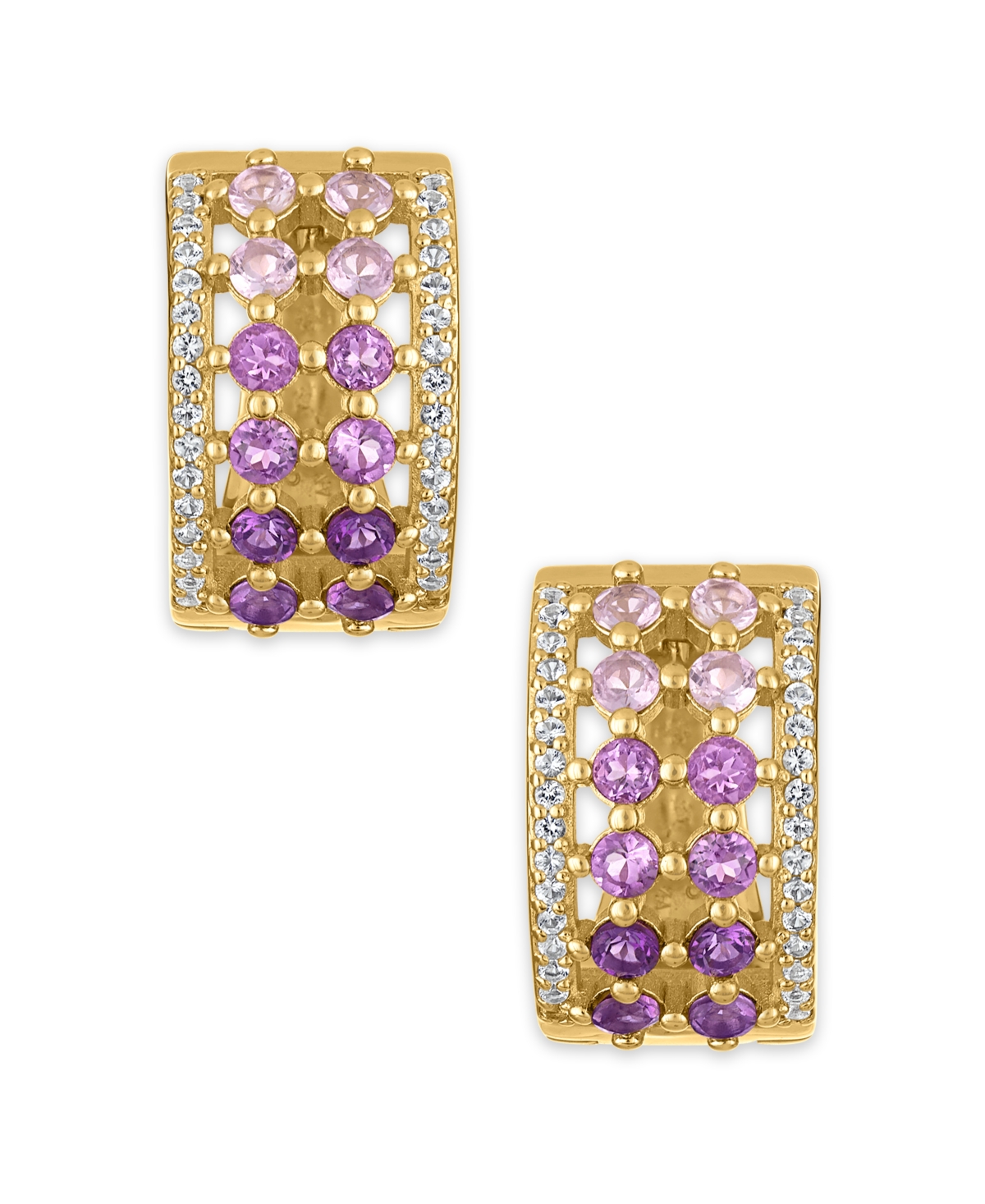 Macy's Multi-Gemstone (2 ct. t.w.) Huggie Hoop Earrings 14k Gold Over Sterling Silver (Also Available Amethyst)