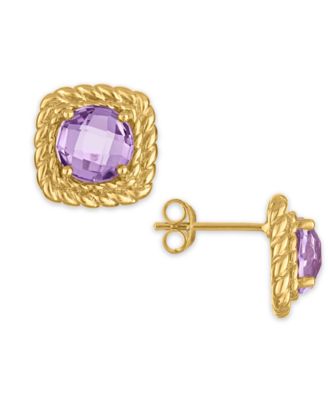 Pink Amethyst (3 ct. t.w.) Braided Stud Earrings in 14k Gold Over Sterling Silver