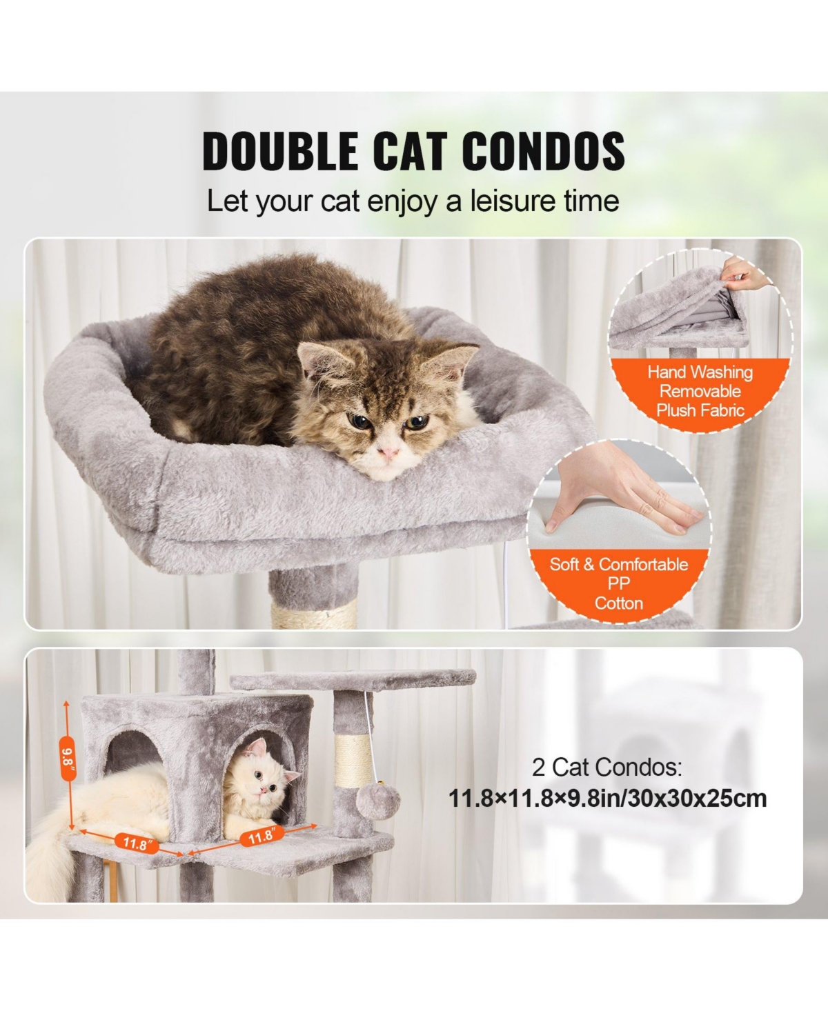 Cozito 63" Multi-Level Cat Tree with 2 Condos