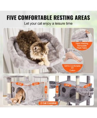 68.5" Multi-Level Cat Tree with Ramp & 2 Condos, Light Gray