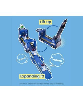 Transforming Police HQ Playset & Trailer Truck | Role Play Toy with Vehicle Launchers (1 Poli Die-Cast Car Included)