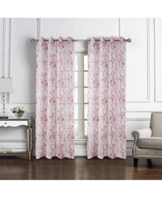 Amelia Printed Doily Grommet Light Filtering Curtain Panels for Bedroom 54" x 84" Rose