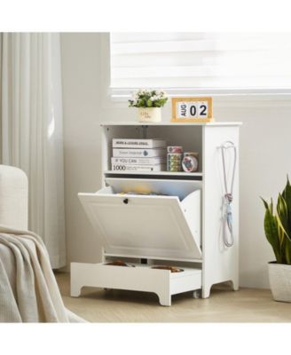 Elevated Pet Feeding Station with Tilt-Out Storage Cabinet, Small