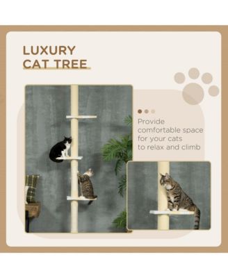 4-Tier Tall Cat Tower with Plush Platforms, Sisal Scratching Posts