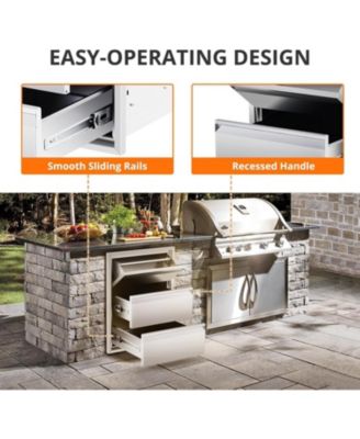 Outdoor Kitchen Drawers, Stainless Steel with Paper Towel Holder, Smooth Glide, Durable BBQ Storage