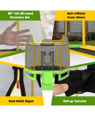 7 Feet Trampoline with Ladder and Slide for Indoor and Outdoor-Green