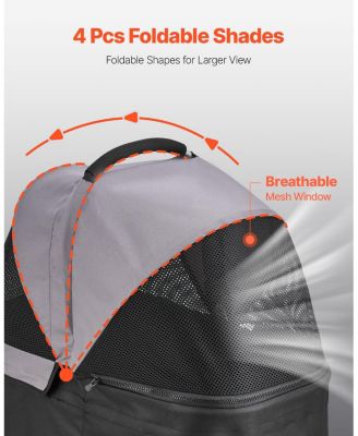 4-Wheel Foldable Pet Stroller with Detachable Carrier, Holds up to 35 lbs