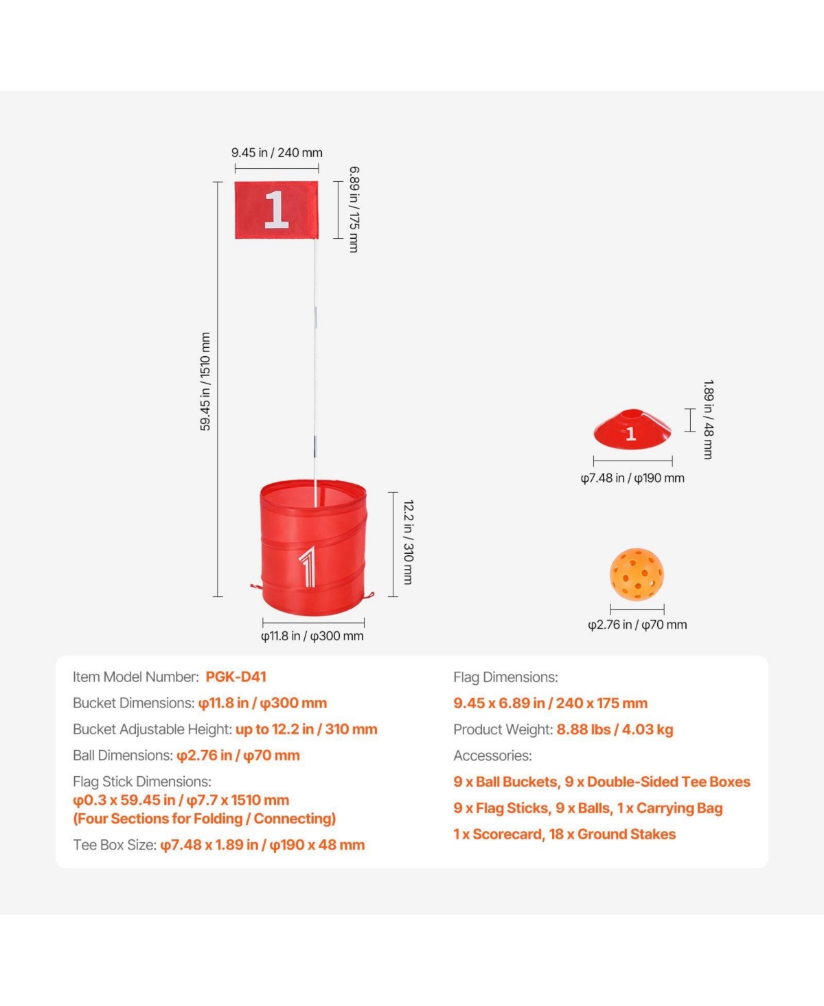 Mecale Backyard Golf Game, 9-Hole Chipping Practice Set for Family, Adults & Kids