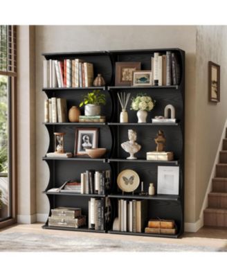 5-Tier Bookcase, 70.8" Tall Open Shelf with Curved-Edge Design, Modern Display & Storage Shelf