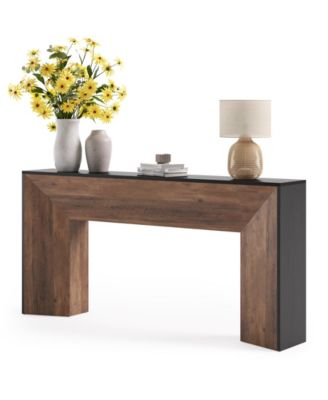 Console Table for Entryway, 63 Inches Extra Long Black Wooden Sofa Table for Living Room, Modern Hallway Foyer Table
