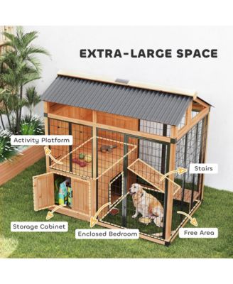 Extra Large Dog House with Activity Platform, Storage Cabinet