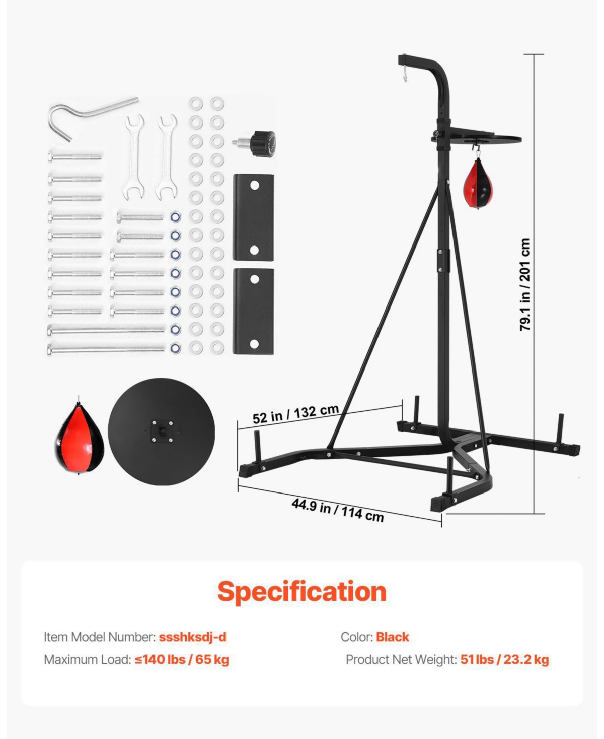Mecale 2-in-1 Punching Bag Stand, Adjustable Boxing and Speed Bag Stand for Home Gym, Freestanding Rack Holds Up to 140 lb