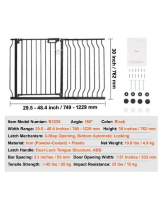 Extra-Wide Walk-Thru Safety Gate with Auto-Close, 29.5"-48.4", Black