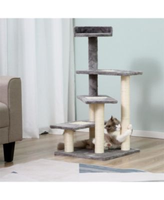 4-Step Multi-Level Carpeted Cat Tree with Scratching Post Pet Stairs