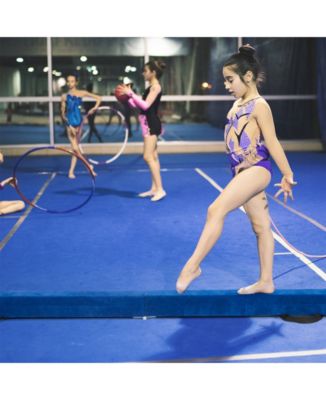 7 Feet Folding Portable Floor Balance Beam with Handles for Gymnasts-Blue