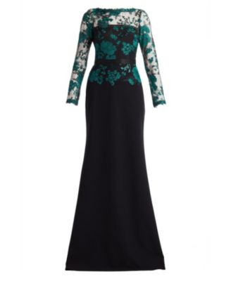 Women's Beacon Belted Embroidered Illusion Gown