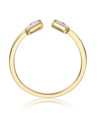 Timeless 14K Gold Plated Mother of Pearl Heart Open Ring