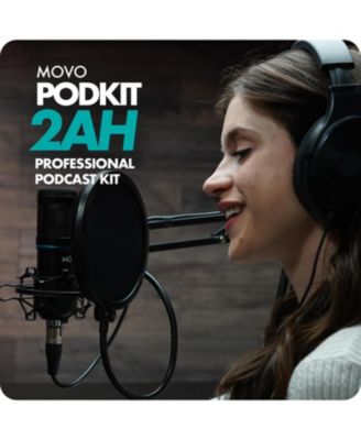 PodKit2AH Podcast Equipment Bundle for 2 Condenser Microphone Kit with USB Audio Interface for Computers