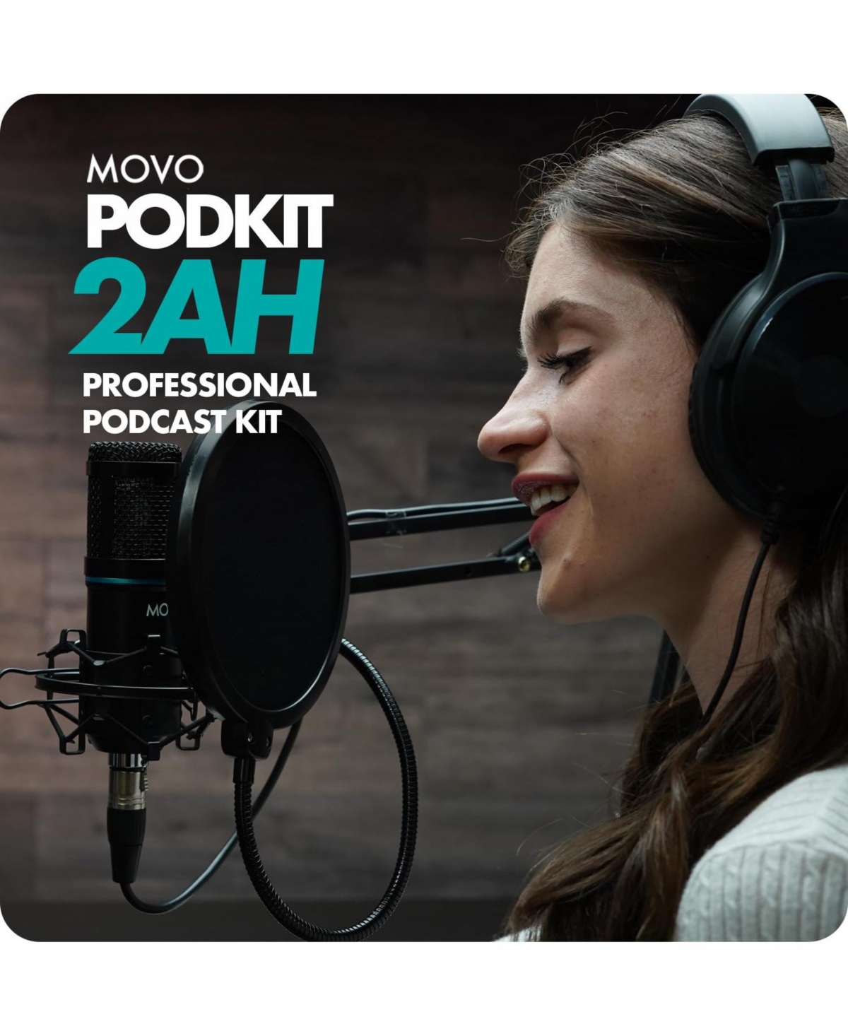 Movo PodKit2AH Podcast Equipment Bundle for 2 Condenser Microphone Kit with Usb Audio Interface for Computers