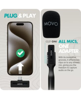 Wireless Mini UC Duo Dual Ultra Compact Wireless Lavalier Microphones for iPhone 15 and up with Handheld Adapter