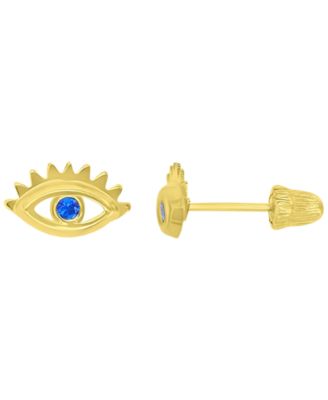 14k Yellow Gold Evil Eye Stud Earrings