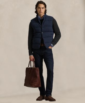 Men's Herringbone Print Estate Mock-Neck Rib Vest