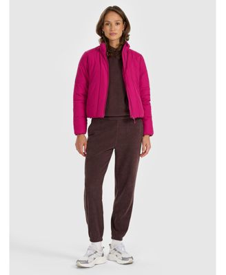 Women's down jacket with synthetic filling - pink