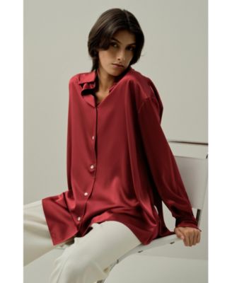 Women's Scarlet Oversize Silk Shirt