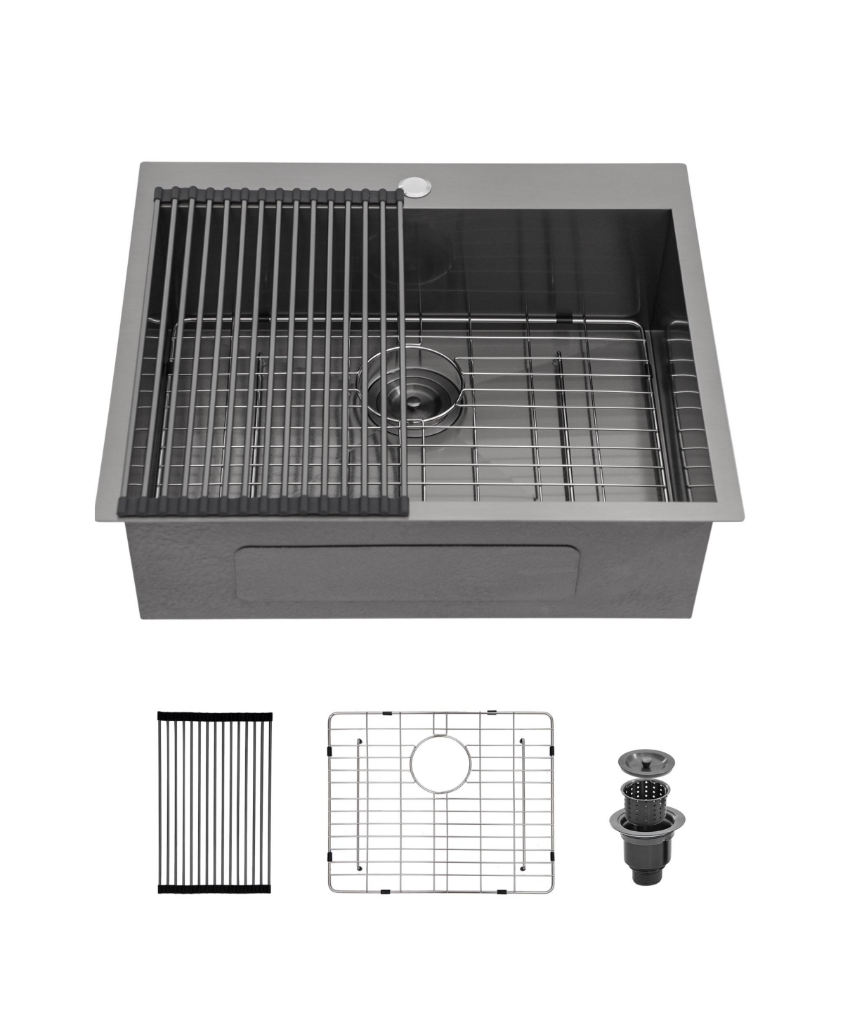 huluwat 28x22x9inch Gunmetal Black Kitchen Sink Drop In Topmount Stainless Steel 16 Gauge