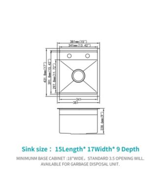 15x17x9inch Undermount Bar Sink with Folding Faucet Single Bowl 16 Gauge Stainless Steel