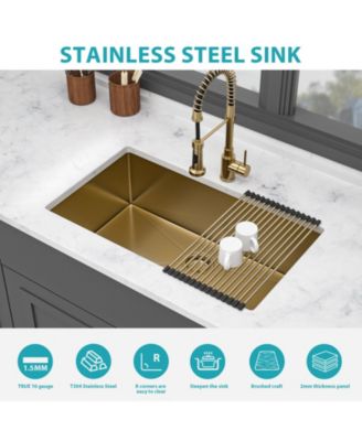 32x19x10-Inch Stainless Steel Undermount Farmhouse Kitchen Sink Single Bowl with Grid