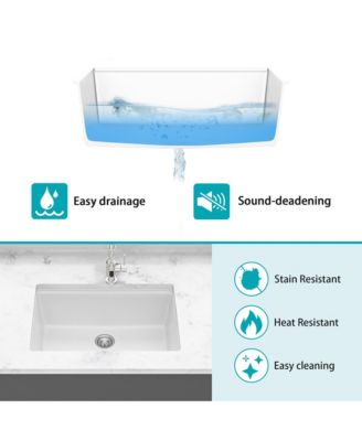 huluwat 28x19x9.65inch White Quartz Composite Kitchen Sink Undermount Workstation