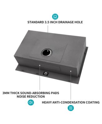 huluwat 30x22x9inch Drop In Kitchen Sink Gunmetal Black Stainless Steel 16 Gauge Topmount