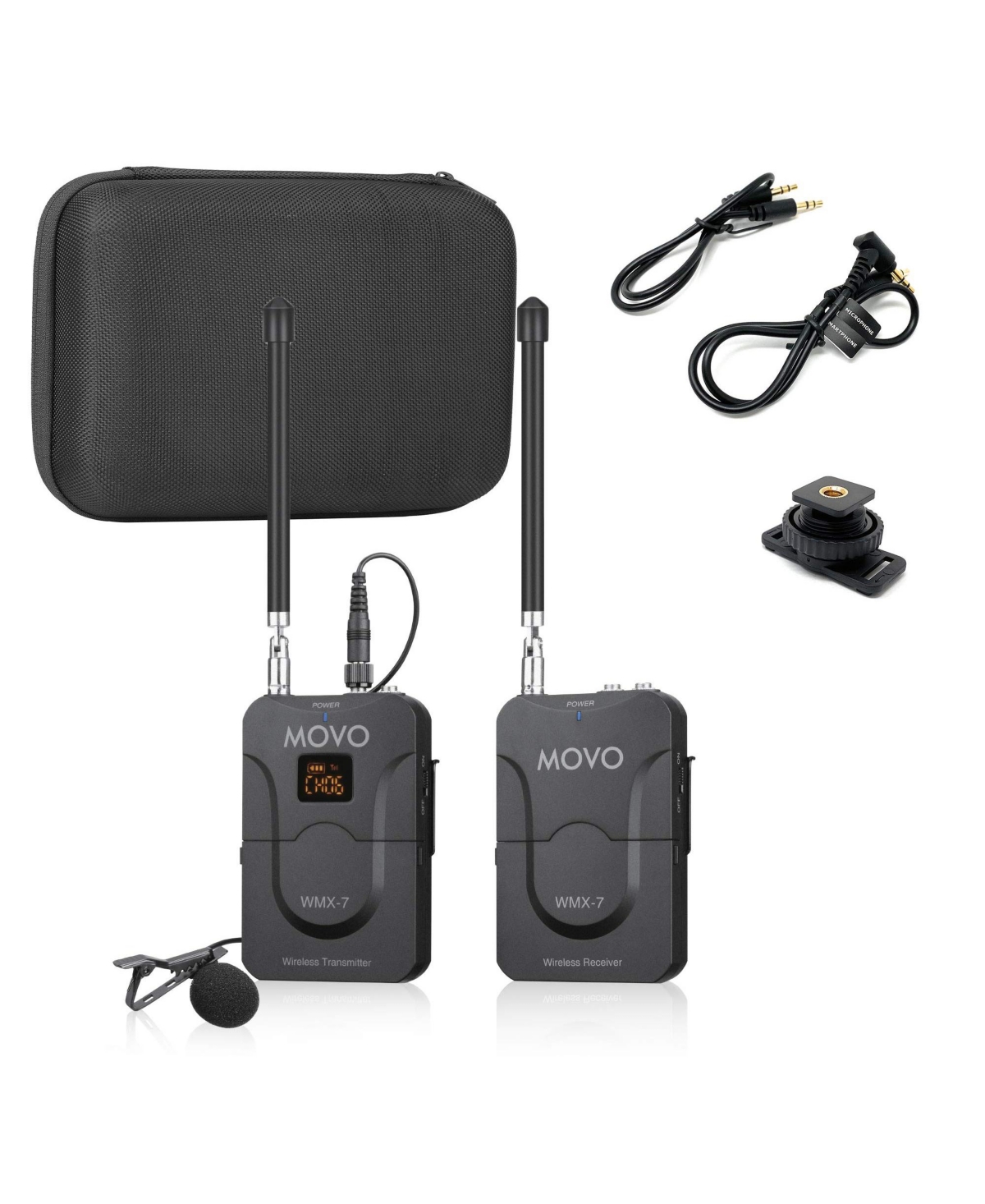 Movo Wmx-7 Vhf 12-Channel Wireless Lavalier Microphone System Compatible with Dslr Cameras, Camcorders, Smartphones