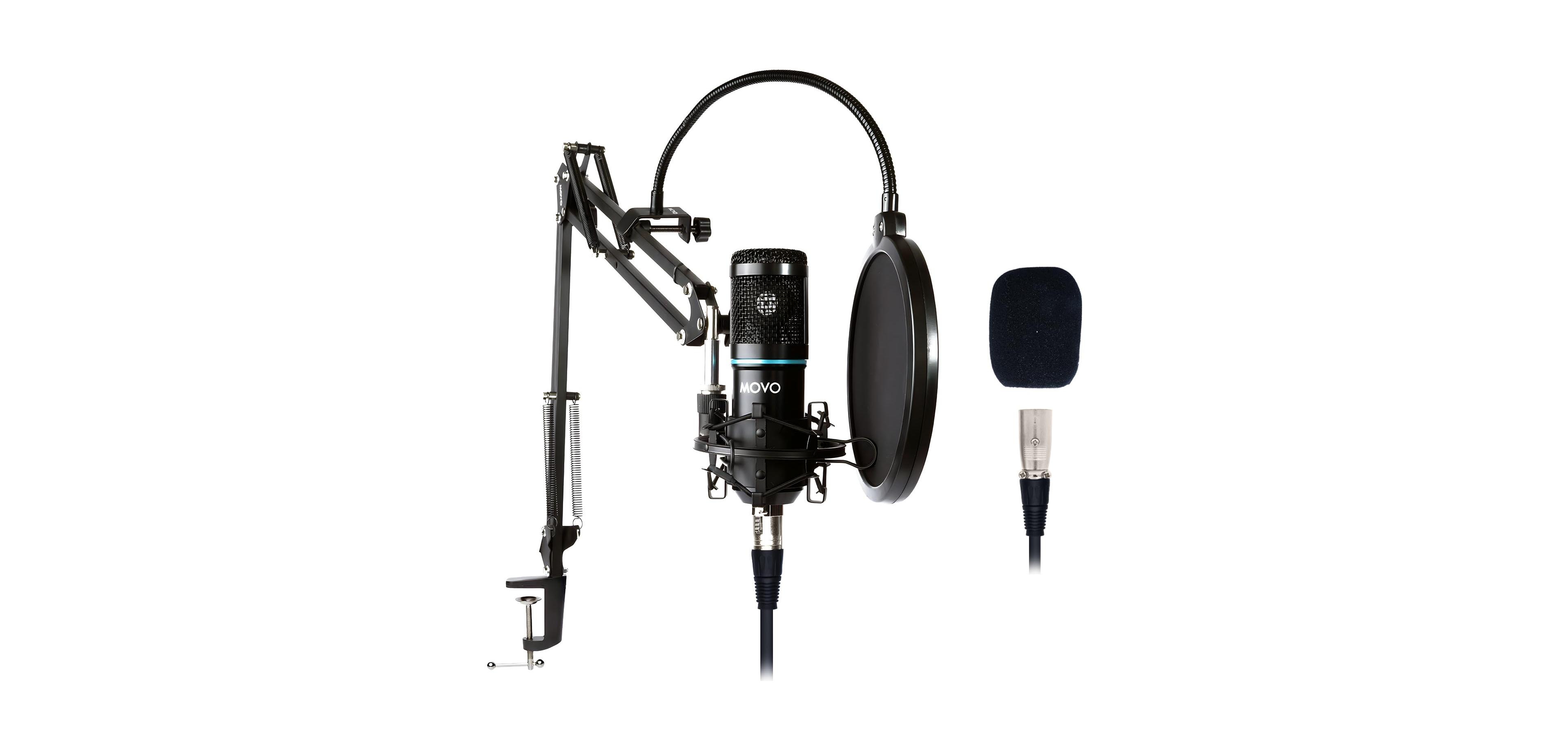 Movo PodPak Cardioid Condenser Xlr Podcast Equipment Bundle for Xlr-enabled Audio Interfaces