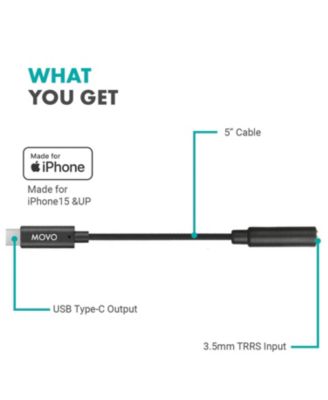 Female 3.5mm TRRS Microphone Adapter Cable to USB-C Connector Dongle