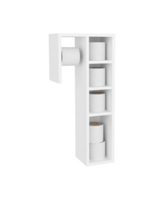 Ranch, Toilet Paper Holder with 3 Open Shelves, Compact Bathroom Organizer,White