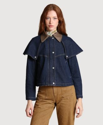 Women's Denim Cape Spread Collar Jacket