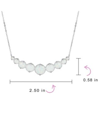 White Created Opal Statement Necklace and Solitaire Stud Earrings Jewelry Set Sterling Silver