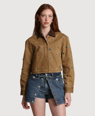 Women's Embellished Chore Spread Collar Jacket