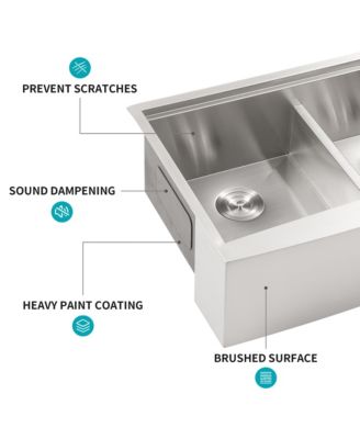 33x22x10 Inch Double Bowl 5050 Farmhouse Workstation Kitchen Sink 16 Gauge T304 Stainless Steel Apron Front With Cutting Board Colander