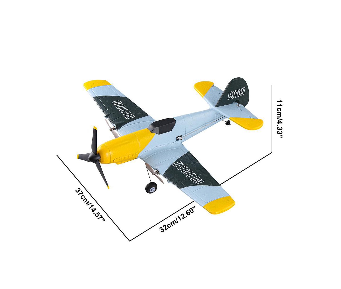 Детская игрушка Bruce & Shark Bf-109 6-Axis Gyro Stabilization Remote Control Plane with 2 Batteries, цвет: Жёлтый — фото 9