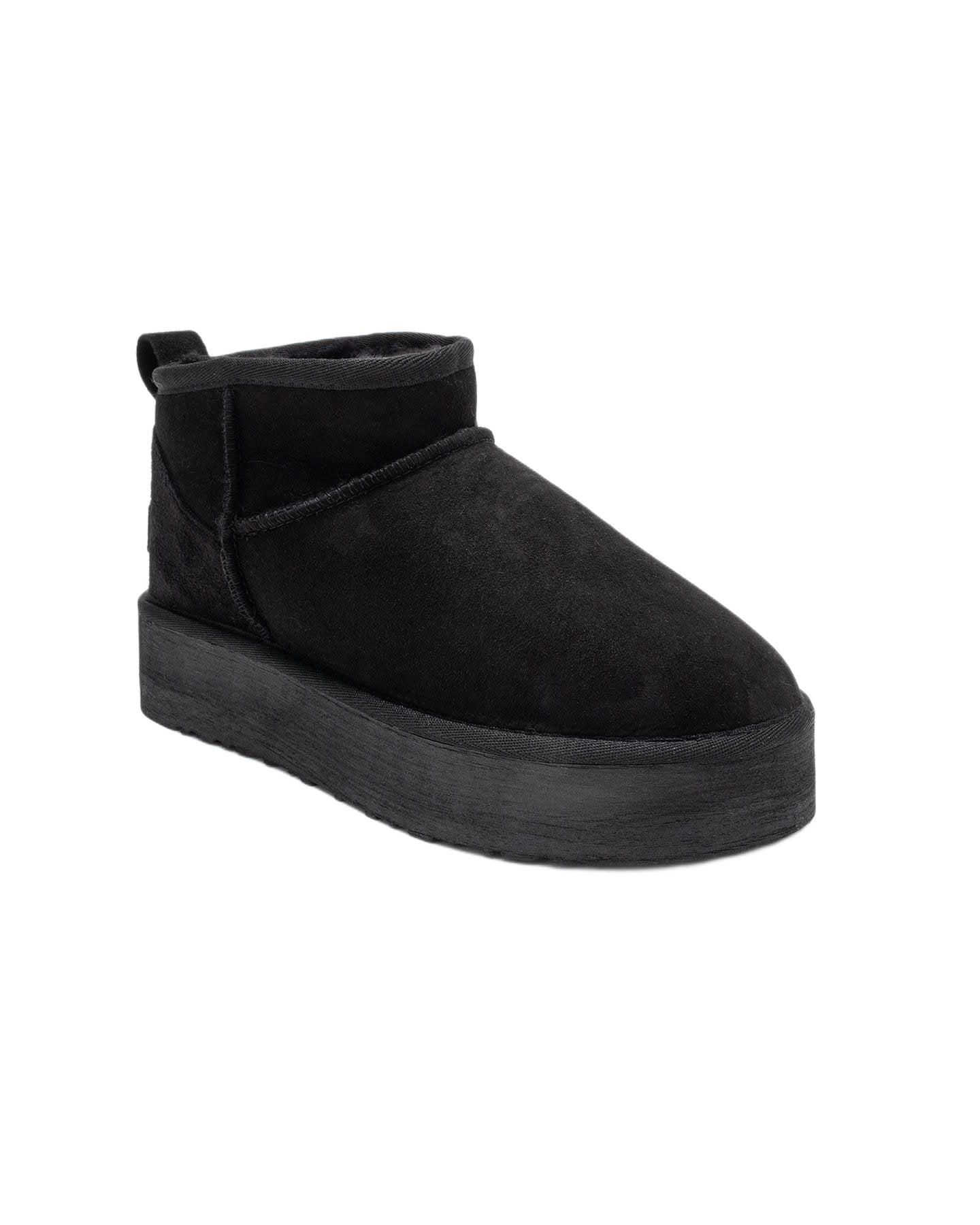 Женские ботинки Forever & Always Shoes Women Havana Leather Platform Ankle, цвет: Чёрный замшевый кожаный — фото 1