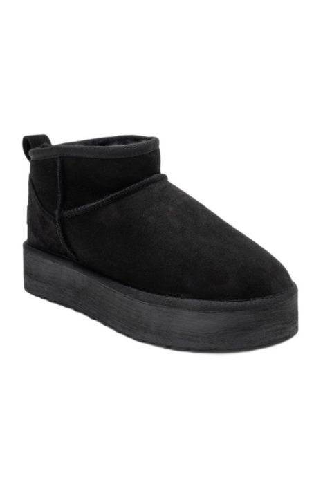 Женские ботинки Forever & Always Shoes Women Havana Leather Platform Ankle, цвет: Чёрный замшевый кожаный