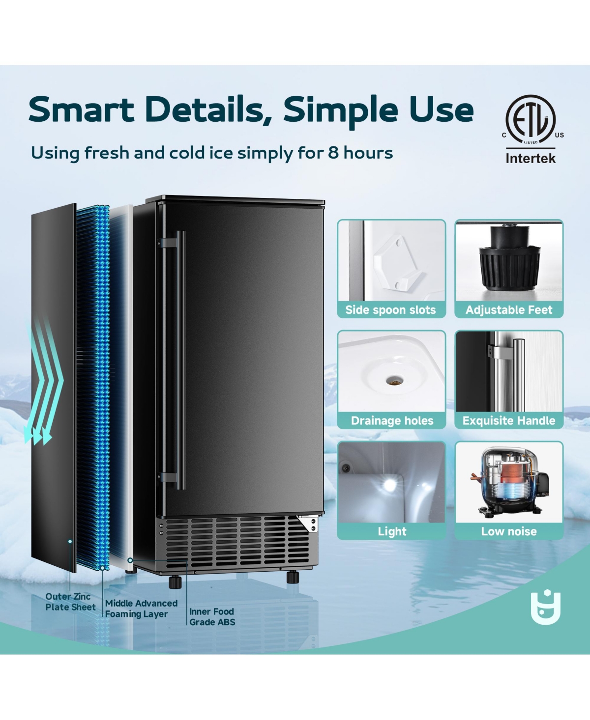 Euhomy 24-lb Ice Storage 80-lb Ice Per day Cubed Ice Maker ( Black )