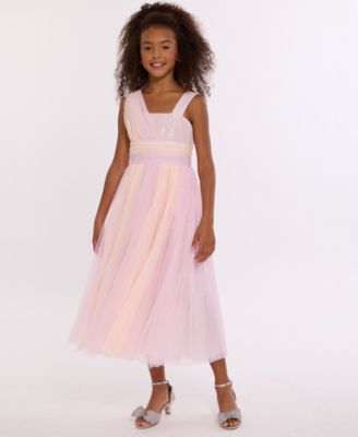 Girls' 7-16 Asymmetrical Sequin Detail Ball Gown